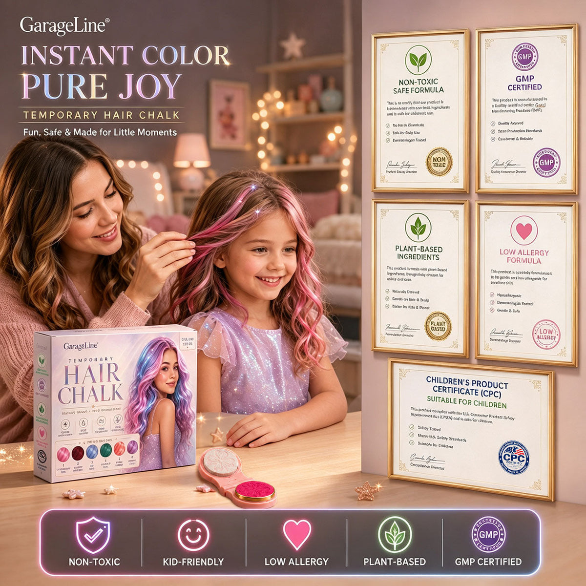 Save 60% Today丨GarageLine® 3-in-1 Luminous Temporary Hair Chalk