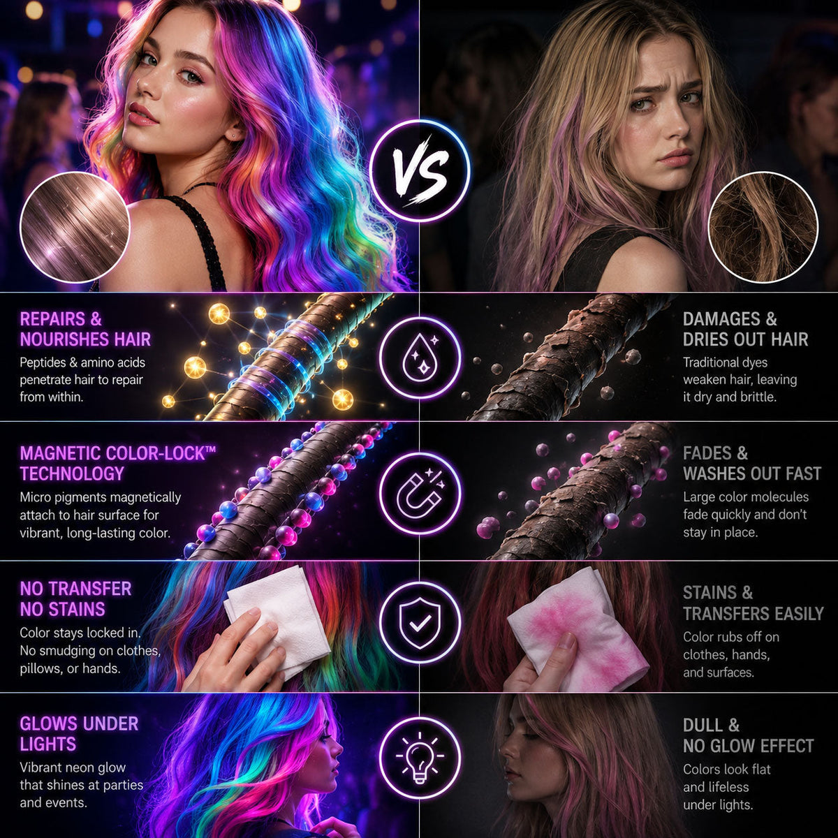 Save 60% Today丨GarageLine® 3-in-1 Luminous Temporary Hair Chalk