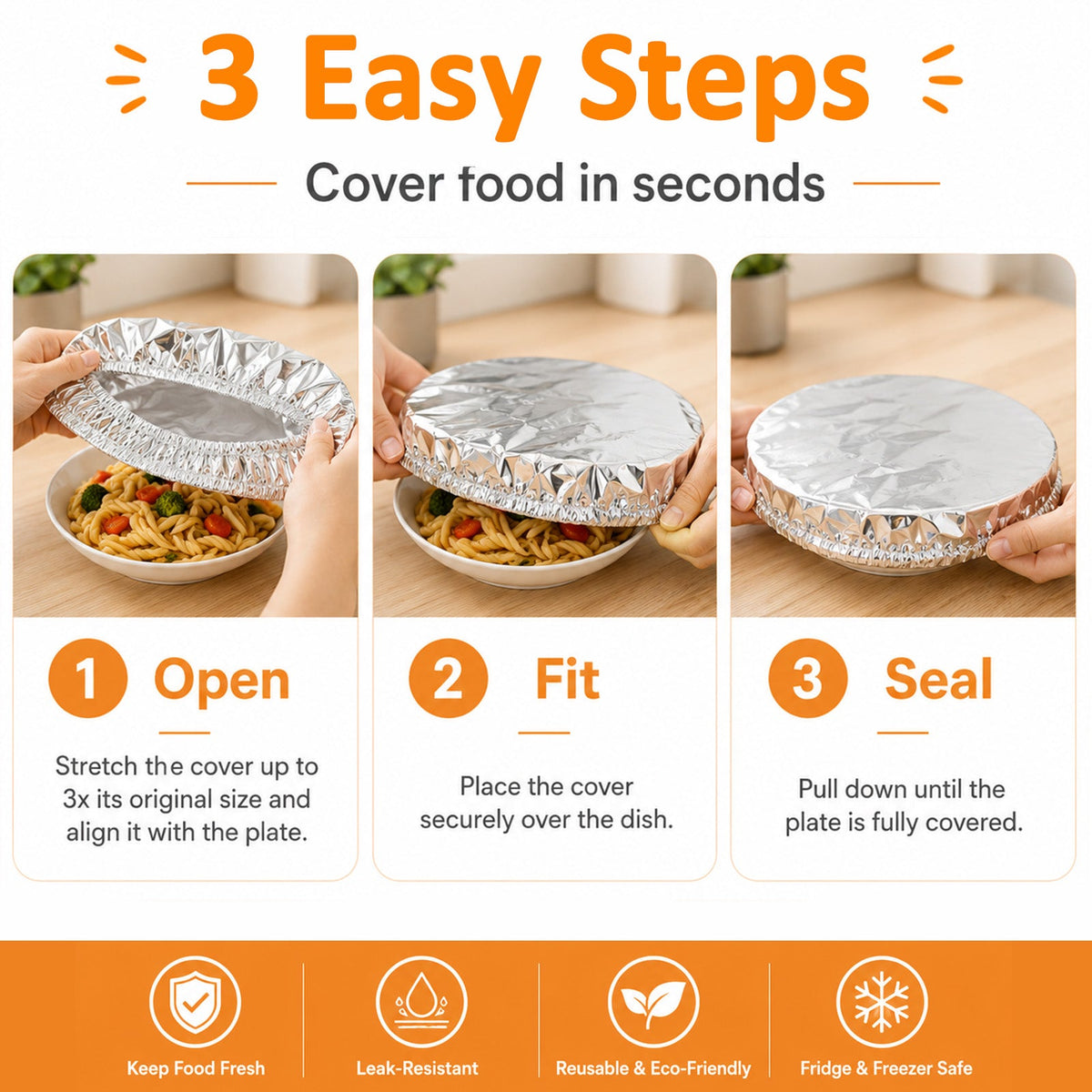 🔥 70% OFF Today✨SVOZK® Reusable Elastic Foil Food Covers – Keep Food Fresh, Warm & Protected 🍽️
