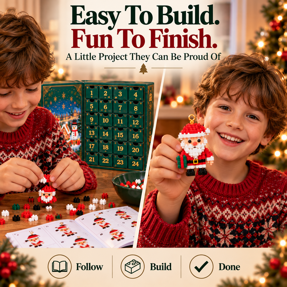 LAST DAY 70% OFF ✨ SVOZK® Christmas Countdown Brick Building Advent Calendar For Families