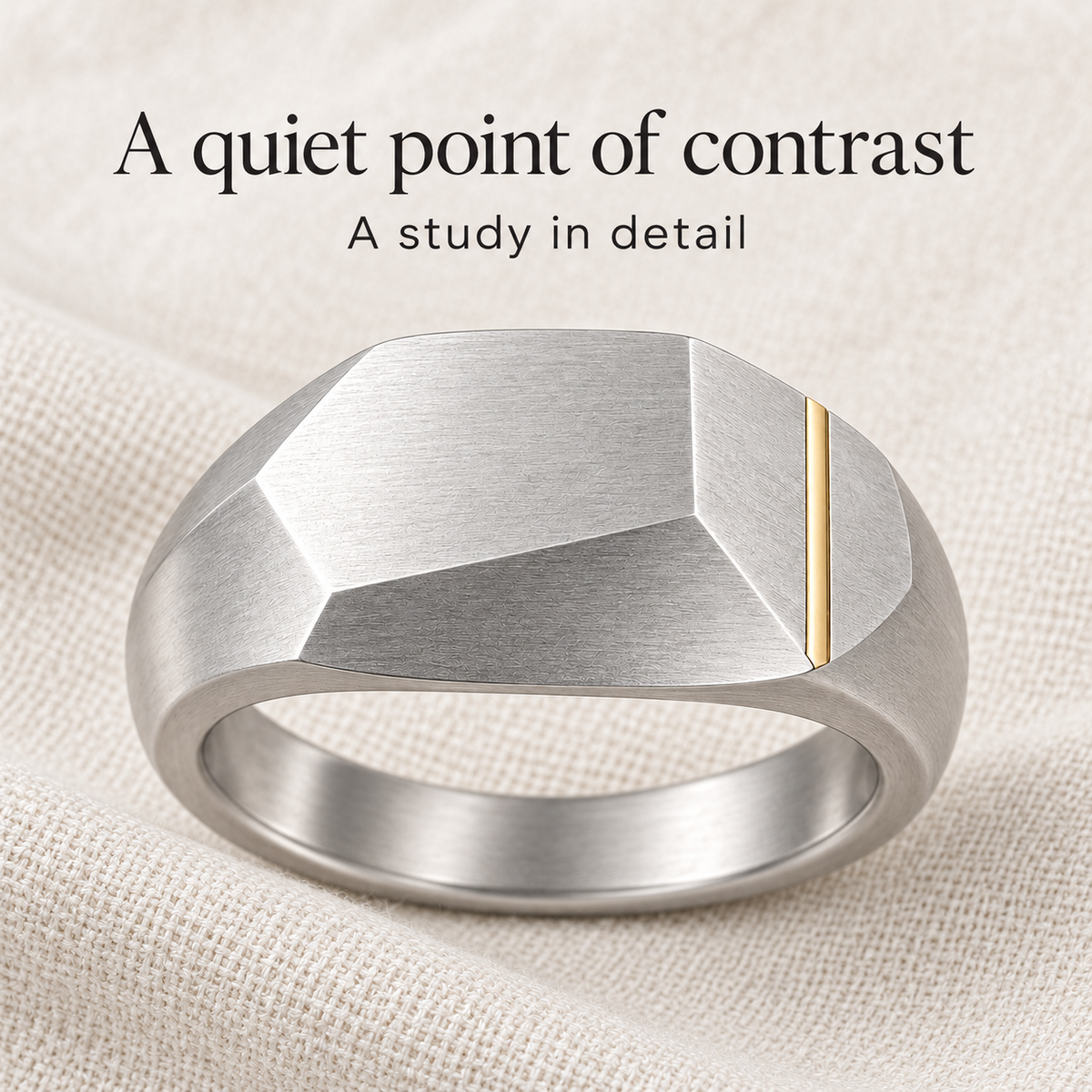 Beveled-edge ring with a smooth finish