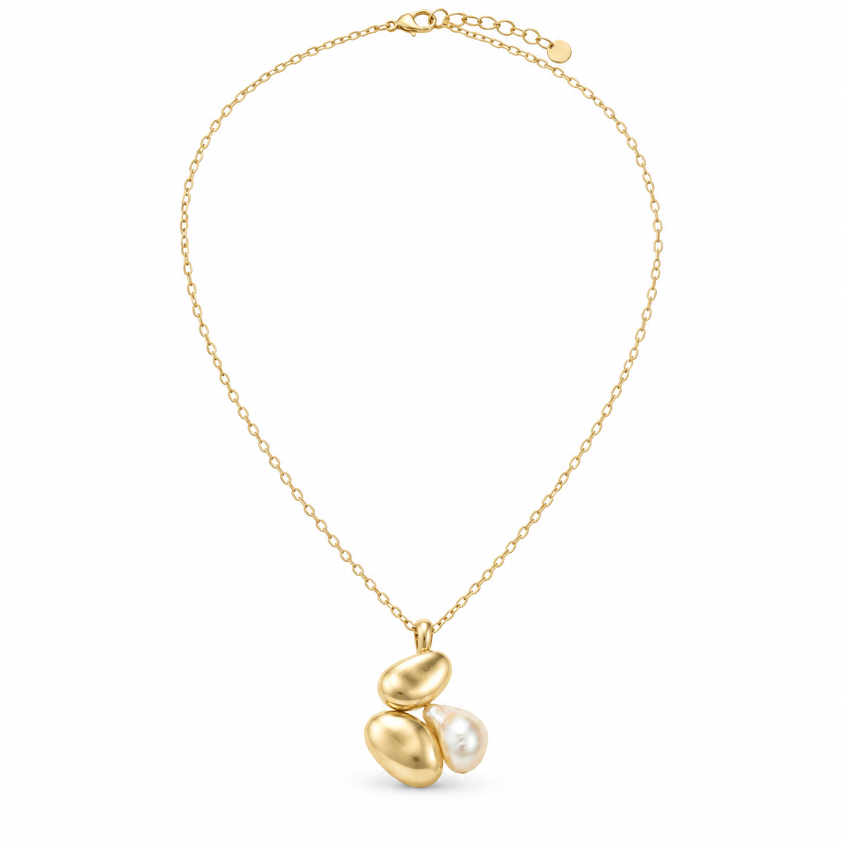 Stacked Stone and Pearl Necklace
