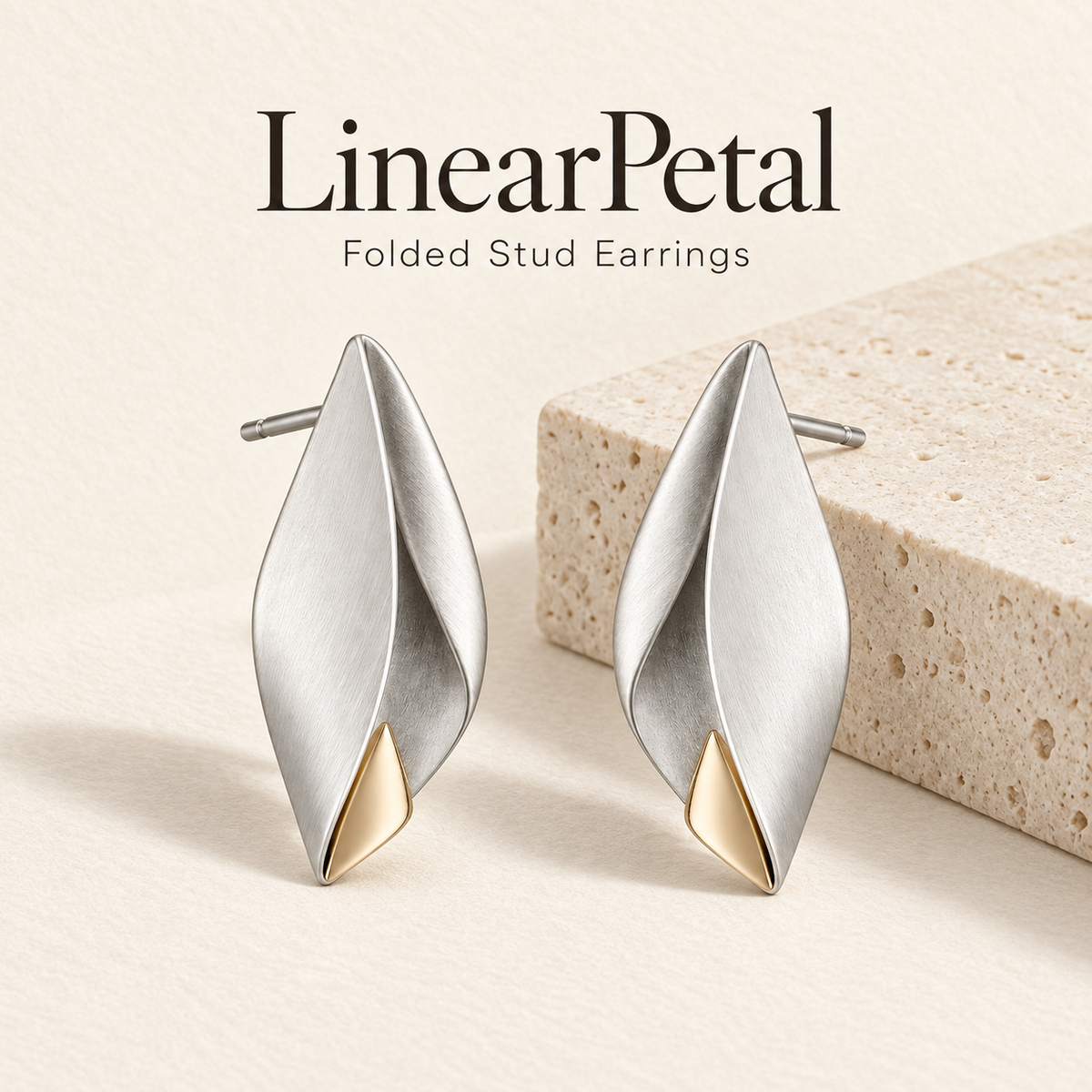 Angular petal stud earrings