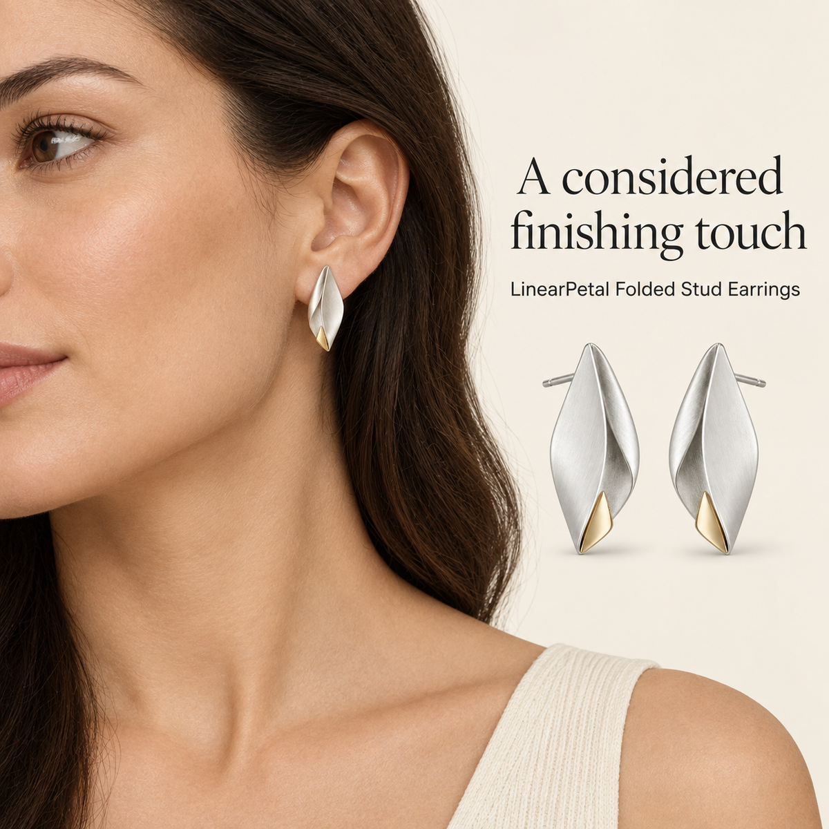 Angular petal stud earrings