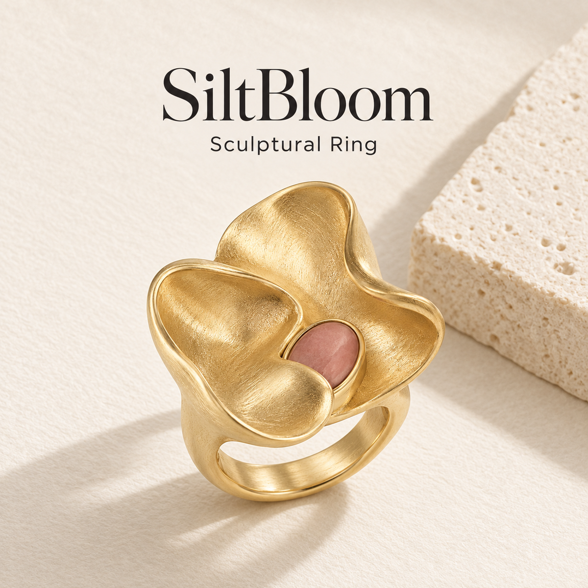 Sunken Floral Asymmetrical Ring
