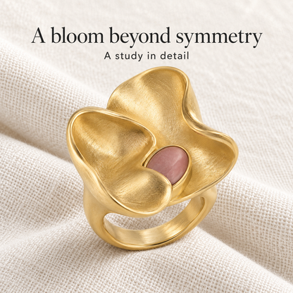 Sunken Floral Asymmetrical Ring