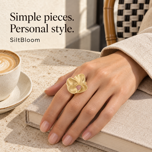 Sunken Floral Asymmetrical Ring