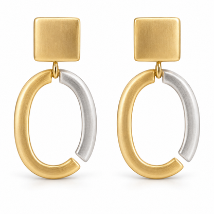 Broken Link Two-Tone Earrings